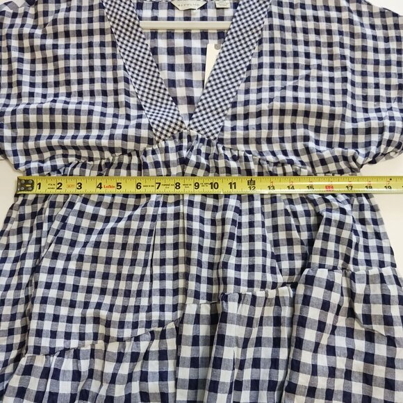 Anthropologie 11.1.TYLHO Navy White Gingham Midi Dress Small New With Tag - Picture 13 of 15